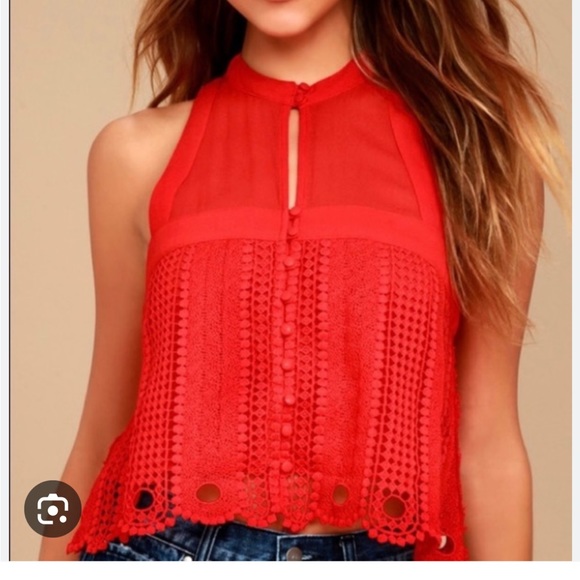 Free People Rory Lace Top Red | NWOT - Picture 10 of 10